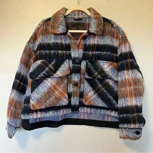 Blank NYC plaid  cropped shaket